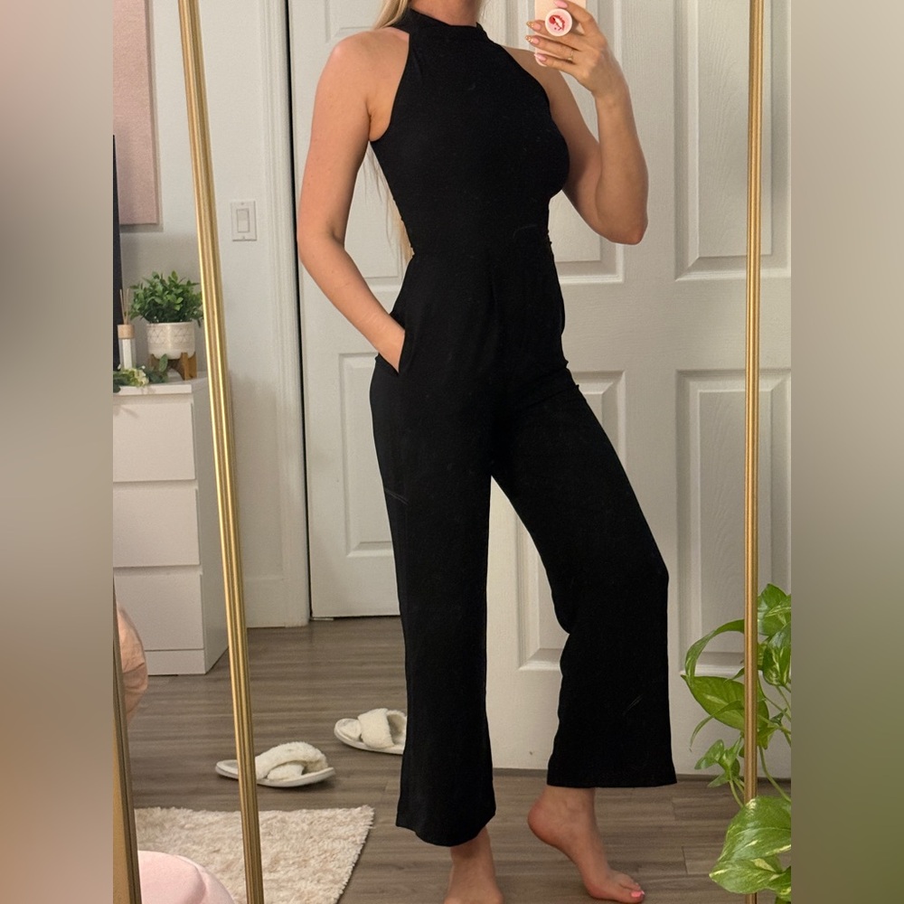 NWT Ann Taylor Loft Womens Black Back Zip One-Piece Jumpsuit Size 0P and 0R